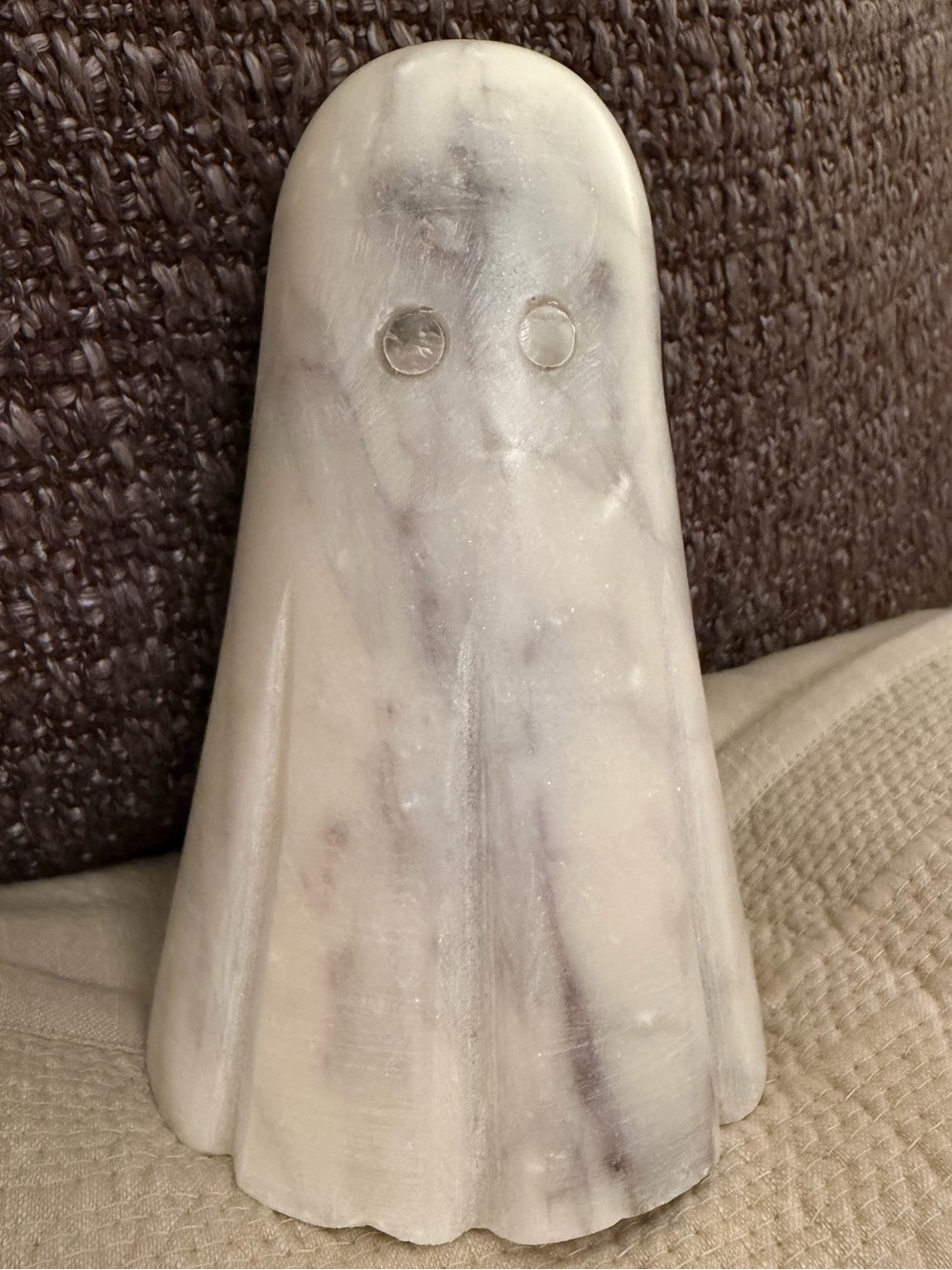 Home Goods Genuine Marble Ghost Figurine - White with Gray Veining Fall Decor